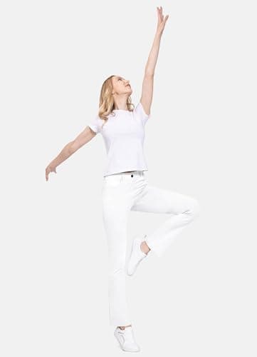 baleaf Womens White Dress Pants Yoga Work Pants Pull On Slacks Petite Business Casual Office Trouser Pockets 31" White ST - Image 3