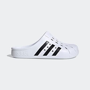 adidas unisex adult Adilette Clog Slide Sandal, White/Black/White, 7 Women Men US - Image 2