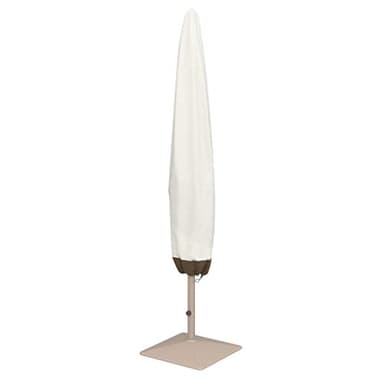 Amazon Basics Outdoor Patio Umbrella Cover, Waterproof, Anti-UV, Durable, Beige/White, 7" x 23" x 76" - Image 1