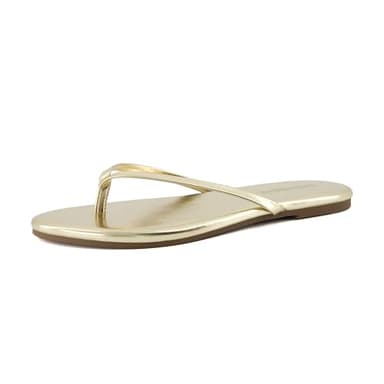 CUSHIONAIRE Cruise Flip Flops for Women Footwear | Vacation Beach Essentials | Casual Summer Sandals for Women 2025 with Wide Width, GOLD 7.5 - Image 5