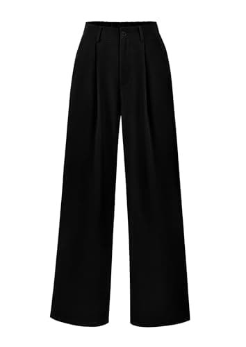 PRETTYGARDEN Wide Leg Pants for Women Trendy 2025 Fall High Waisted Business Casual Outfits Work Pant Trousers (Black,Large) - Image 1
