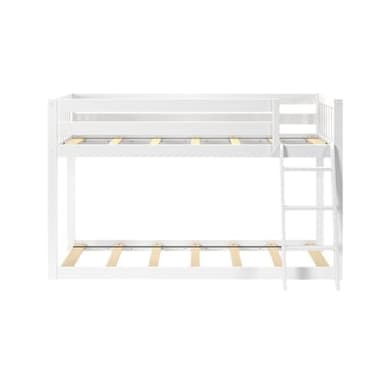 Max & Lily Fundamental Twin Low Bunk Bed, Kids Solid Wood Modern Bed Frame with Strong Wooden Slats, Non-Toxic Finishes, High Weight Capacity, White - Image 7