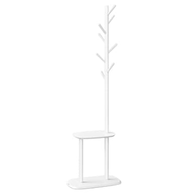 VASAGLE Coat Rack, Free Standing Coat Stand, Hall Coat Tree with 8 Hooks and Storage Shelf, 67.2 Inch Tall, for Coats, Hats, Bags, for Entryway, Hallway, Bedroom, Cloud White URCR040W01 - Image 7
