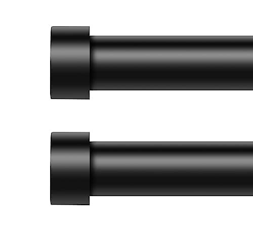 VOIIY 2 Pack Curtain Rods for Windows 18 to 42 Inch(1.5-3.5 Feet),Black 1'' Diameter Drapery Rods with End Cap Style Design,Modern Adjustable Heavy Duty Curtain Rod,Size:18''-42'' - Image 1