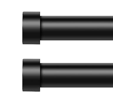 VOIIY 2 Pack Curtain Rods for Windows 18 to 42 Inch(1.5-3.5 Feet),Black 1'' Diameter Drapery Rods with End Cap Style Design,Modern Adjustable Heavy Duty Curtain Rod,Size:18''-42'' - Image 1
