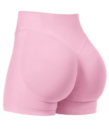 VOYJOY Women Workout Impact Shorts 2.5"/ 3.6"/ 4.5"/ 6" Scrunch Butt Lifting Gym Seamless Booty Biker Shorts Pink - Image 1