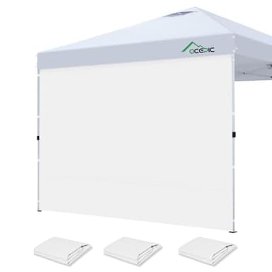 Acepic Instant Canopy Tent Sidewalls for 12x12 Pop Up Canopy 210D Waterproof, 3 Piece Sidewalls, White(3PCS Sidewall Only, Canopy Tent NOT Included) - Image 1