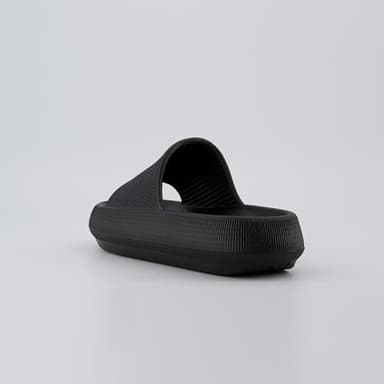 CUSHIONAIRE Feather Slides – Comfortable Cloud Cushion House Slippers for Women, Indoor Outdoor EVA Foam Foot Spa Shower Shoes, Non-Slip Arch Support, BLACK 7 - Image 9