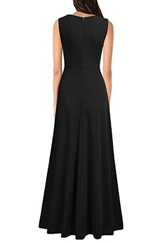 MUSHARE Women's V Neck Sleeveless Split Formal Dress Cocktail Party Prom Long Dresses Black - Image 2