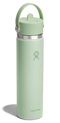 Hydro Flask Water Bottle - Insulated Stainless Steel - Wide Mouth Flex Straw Lid, Non Spill, Leakproof and Refillable in 24 Oz Aloe Green - Image 2