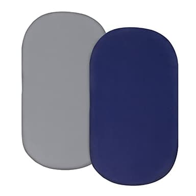Bassinet Sheets for Baby Boy Girl 2 Pack Bassinet Sheet Set Universal Soft Cradle Sheets Fit for Oval Rectangle and Hourglass Bassinet Mattress, Bassinet Sheets, Grey&Navy - Image 1