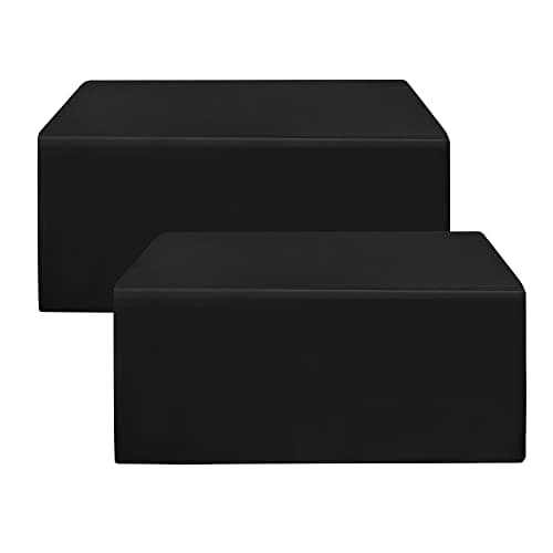 HolidayIdeas Fitted Black Tablecloths - 72 x 30 Inch - 2 Pack Rectangle Table Clothes for 6 Foot Tables, Polyester Fabric Table Cover for Trade Show, Craft Show, Parties, Birthday, Wedding - Image 1