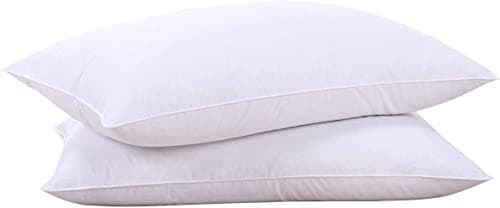 puredown® Goose Feathers and Down White Pillows with 100% Soft Cotton Cover, Bed Sleeping Hotel Collection Pillows Set of 2 King Size - Image 1