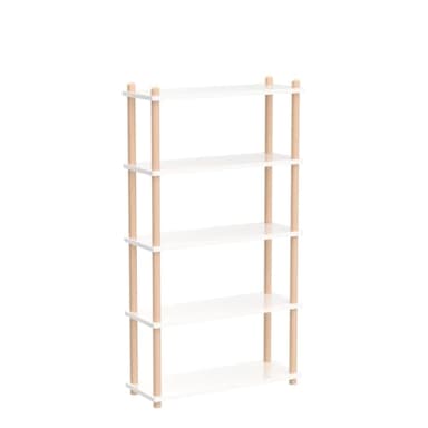 IOTXY 5-Tier Wooden Shelf Bookcase - Modern Open Bookshelf, Free Standing Storage Rack, Multifunctional Display Stand for Home and Office, White, Rectangle - Image 5