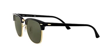 Ray-Ban RB3016 Clubmaster Square Sunglasses, Black on Gold/G-15 Green, 55 mm - Image 4
