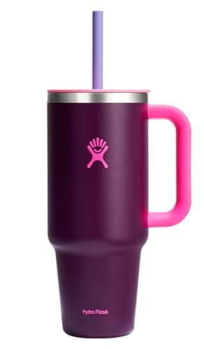 Hydro Flask 40 Oz Travel Tumbler with Handle, Lid and Straw - Insulated Stainless Steel in Sugarplum - Image 1