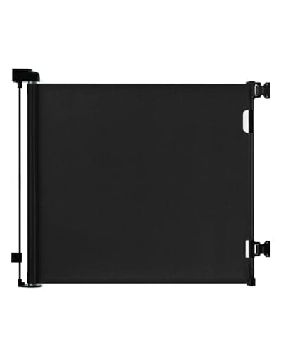 dearlomum Retractable Baby Gate,Mesh Baby Gate or Mesh Dog Gate,33" Tall,Extends up to 55" Wide,Child Safety Gate for Doorways, Stairs, Hallways, Indoor/Outdoor（Black,33"x55") - Image 1