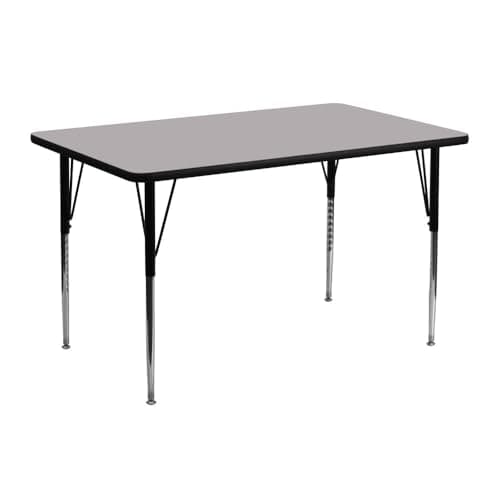 Flash Furniture 24''W x 48''L Rectangular Grey Thermal Laminate Activity Table - Standard Height Adjustable Legs - Image 1