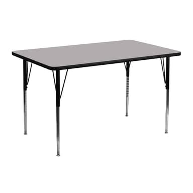 Flash Furniture 24''W x 48''L Rectangular Grey Thermal Laminate Activity Table - Standard Height Adjustable Legs - Image 1