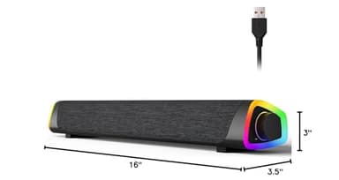 SOULION R30 Plus Bluetooth Computer Speakers for PC Desktop, All-in-one Control Button with 6 Modes LED Lights, Wired USB Powered Sound Bar, Surround Sound Portable SoundBar for Monitor Laptop Phone - Image 10