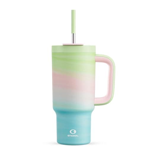 ENCOOL 32 oz Tumbler with Handle and Straw, 100% Leakproof Insulated Tumbler with Lid and Straw, Stainless Steel Travel Mug, Keeps Cold for 24 Hours, Car Cup Holder Friendly (Fairy) - Image 1