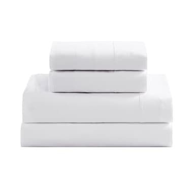 LANE LINEN 100% Organic Cotton Twin Sheets Set, 3Pc Twin Bed Sheets, Soft & Comfy Breathable Cotton Percale Sheets for Twin Size Bed, Dorm Room Essentials Low Pill Fade Resistant White Sheets - Image 1