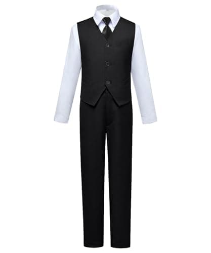 Toddler Suit for Boys 8 Formal Wear Black Dress Vest and Pants Set for Wedding - Image 1
