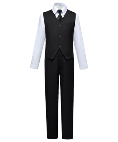 Toddler Suit for Boys 8 Formal Wear Black Dress Vest and Pants Set for Wedding - Image 1