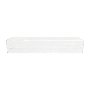 Martha Stewart Kerry Plastic Stackable Office Desk Drawer Organizers, 9" x 3", 8 Pack, with Gold Trim - Image 8