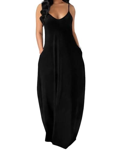 OFEEFAN Maxi Dress Spring Dresses for Women 2025 Women Beach Fashion Summer Outfits Sexy Black Long Dresses for Women M - Image 1