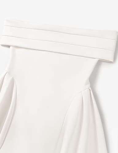 ZESICA Cocktail Dresses for Women's Elegant Off Shoulder Short Sleeve Swing A Line Wedding Evening Party Midi Dress,White,Medium - Image 6