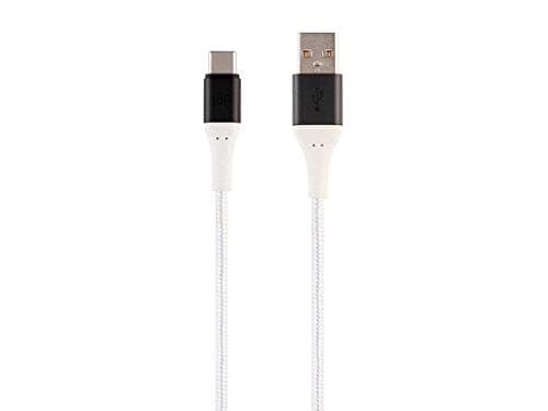 Monoprice USB 2.0 Type-C to Type-A Charge & Sync Cable - Kevlar/Nylon-Braid, 3 Feet, White - AtlasFlex Series - Image 1