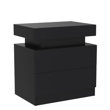 i-aplus Nightstand Set of 2 LED Nightstand with 2 Drawers, Bedside Table with Drawers for Bedroom, Side Bed Table with LED Light, Black - Image 5