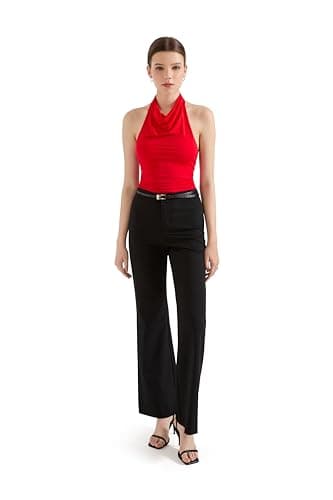 SUUKSESS Women Halter Backless Tank Tops Sexy Cowl Neck Summer Going Out Tops Sleeveless Camisole Top (Red,M) - Image 5