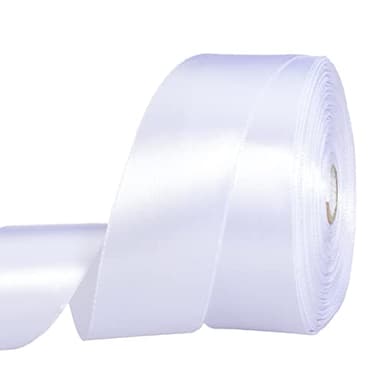 YASEO 1 1/2 Inch White Solid Satin Ribbon, 50 Yards Craft Fabric Ribbon for Gift Wrapping Floral Bouquets Wedding Party Decoration - Image 1