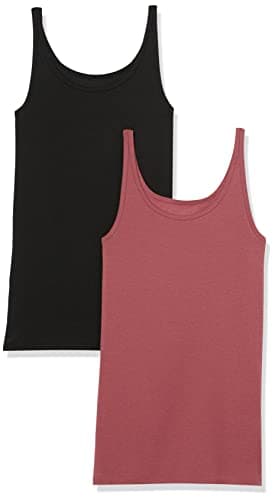 Amazon Essentials Women's Slim-Fit Thin Strap Tank Top, Pack of 2, Black/Plum, XX-Large - Image 1