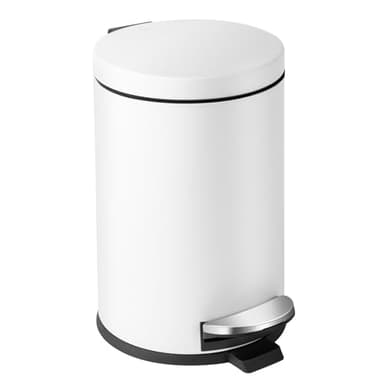 Cesun 1.2 Gallons Small Trash Can with Lid, White Bathroom Garbage Can with Foot Pedal, Mini Round Wastebasket for Bathroom, Bedroom, Office, 4.5 Liters / 1.2 Gallons, White - Image 1
