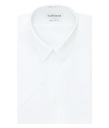 Van Heusen Men's Short Sleeve Dress Shirt Regular Fit Poplin Solid, White, 18" Neck - Image 3