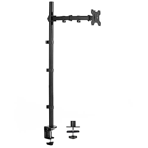 VIVO Extra Tall Single Monitor Desk Mount, 39 inch Pole VESA Stand for 13 to 32 inch Screens and up to 38 inch Ultrawides, Holds 22 lbs, Black, STAND-V011 - Image 1