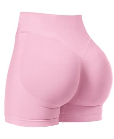 VOYJOY Women Workout Impact Shorts 2.5"/ 3.6"/ 4.5"/ 6" Scrunch Butt Lifting Gym Seamless Booty Biker Shorts Pink - Image 1