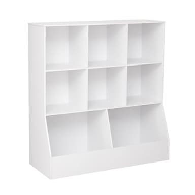 DINZI LVJ Toy Storage Organizer, Kids Bookshelf, Wood Toy Storage Cabinet, 3-Tier 8 Cubby Children Bookcase, 39.4" L Toddler Book Shelf for Playroom, Living Room, Nursery, Hallway, School, White - Image 1