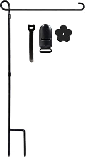 YEAHOME Garden Flag Holder Stand, Premium Yard Flag Holder Weather-Proof Metal Powder-Coated Flagpole with Clip and Stopper for Christmas Garden Flag, Outdoor Garden Decor Decoration - Image 1