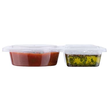 Restaurantware Futura 5 Ounce Snack Containers 500 Microwavable Sauce Containers - 2 Compartments Hinged Lid Clear Plastic Portion Cups For Condiments Or Dips - Image 8