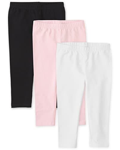 The Children's Place Girls Capri Leggings, Black/Shell/White 3 Pack, Medium - Image 1