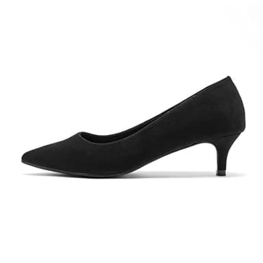 GENSHUO Womens Kitten Heels,Classic 2 Inch Low Heel Pumps Slip On Closed Pointed Toe Pumps Office Work Dress Pump Shoes Black Suede Fabric Size 9 - Image 3