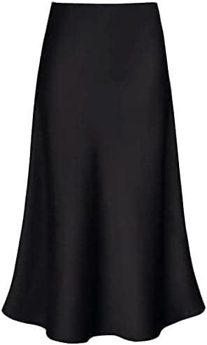 Modegal Women's Satin High Waist Hidden Elasticized Waistband Flared Casual A Line Midi Skirt - Image 3