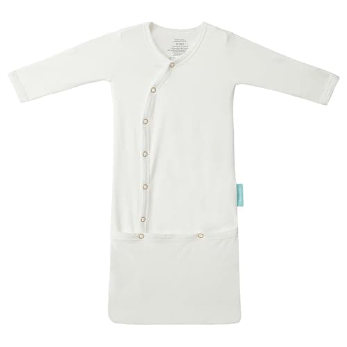 PurComfy Supersoft Baby Sleeper Gowns, Premium Bamboo Viscose Infant Nightgown Sleepers Snap Bundlers Newborn Cream - Image 1