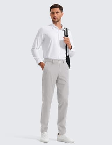 CRZ YOGA Men's All Day Comfy Golf Pants - 30" Quick Dry Lightweight Work Casual Trousers with Pockets Gull Gray 40W x 30L - Image 4