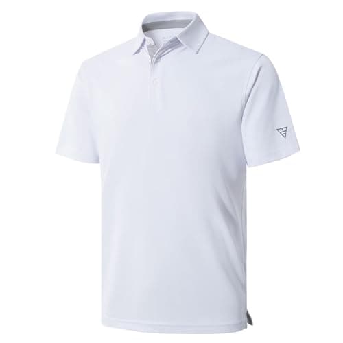 M MAELREG Mens Pique Polo Shirts Short Sleeve Performance Moisture Wicking Quick Dry Casual Golf Shirts for Men White - Image 1