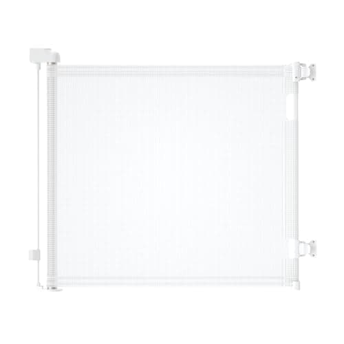 AOURMKOOP Retractable Baby Gate,Mesh Baby Gate or Mesh Dog Gate,33" Tall,Extends up to 55" Wide,Child Safety Gate for Doorways, Stairs, Hallways, Indoor/Outdoor（White,33"x55") - Image 1